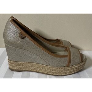 TORY BURCH Plata Royal MAJORCA Platform Wedge Peep Toe Sandals 36/6